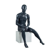 Glossy fiberglass store  clothing muscular sitting male life size display mannequin for sale